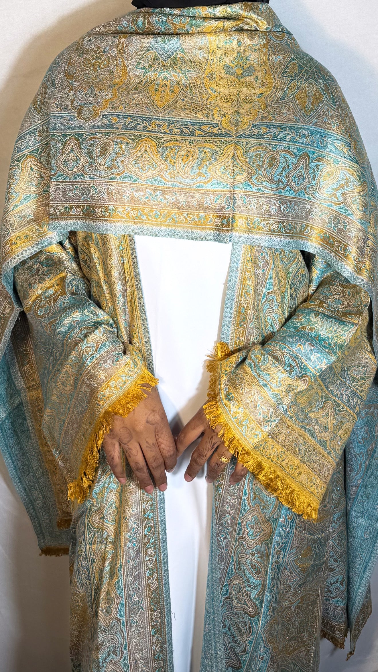 pashmina abaya -sunset green