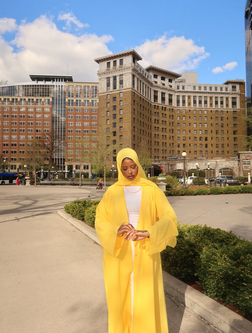 Azure-yellow abaya